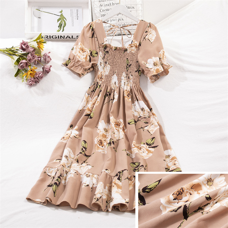 Temperament Waist-controlled Slimming Floral Dress Women