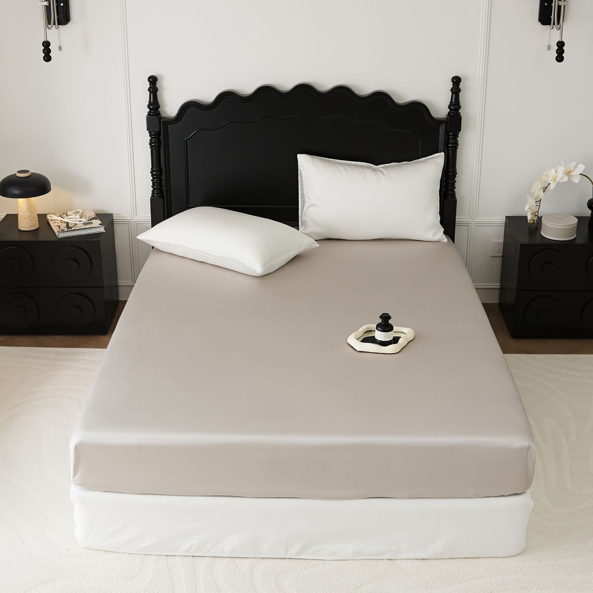 Cooling Solid-color Pillowcase Single Bed Sheet And Fitted Sheet