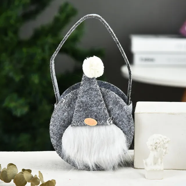 Three dimensional Drawstring Decorative Apple Bag Round Tote Bag Gray Style - Shop at LoveMi