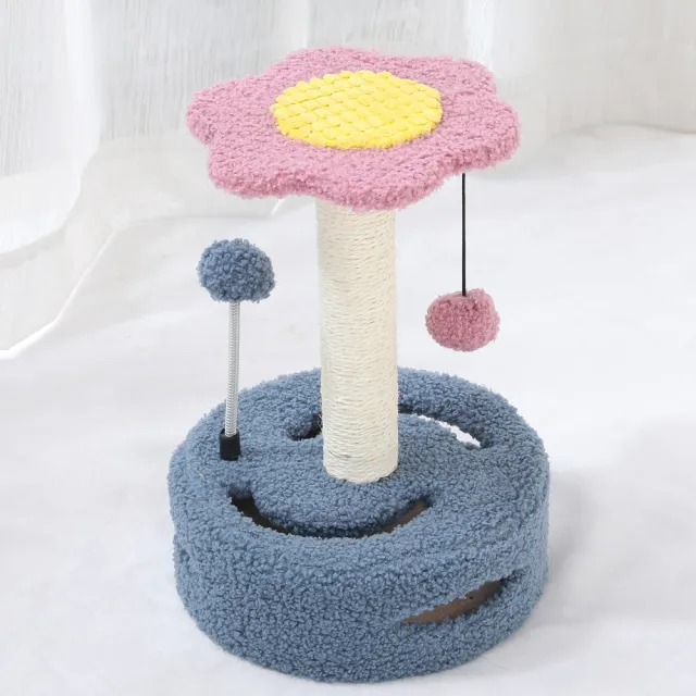 Cat Tree Multifunctional Scraping Rod Cat Teasing Pet Toy Sunflower Purple - Shop at LoveMi