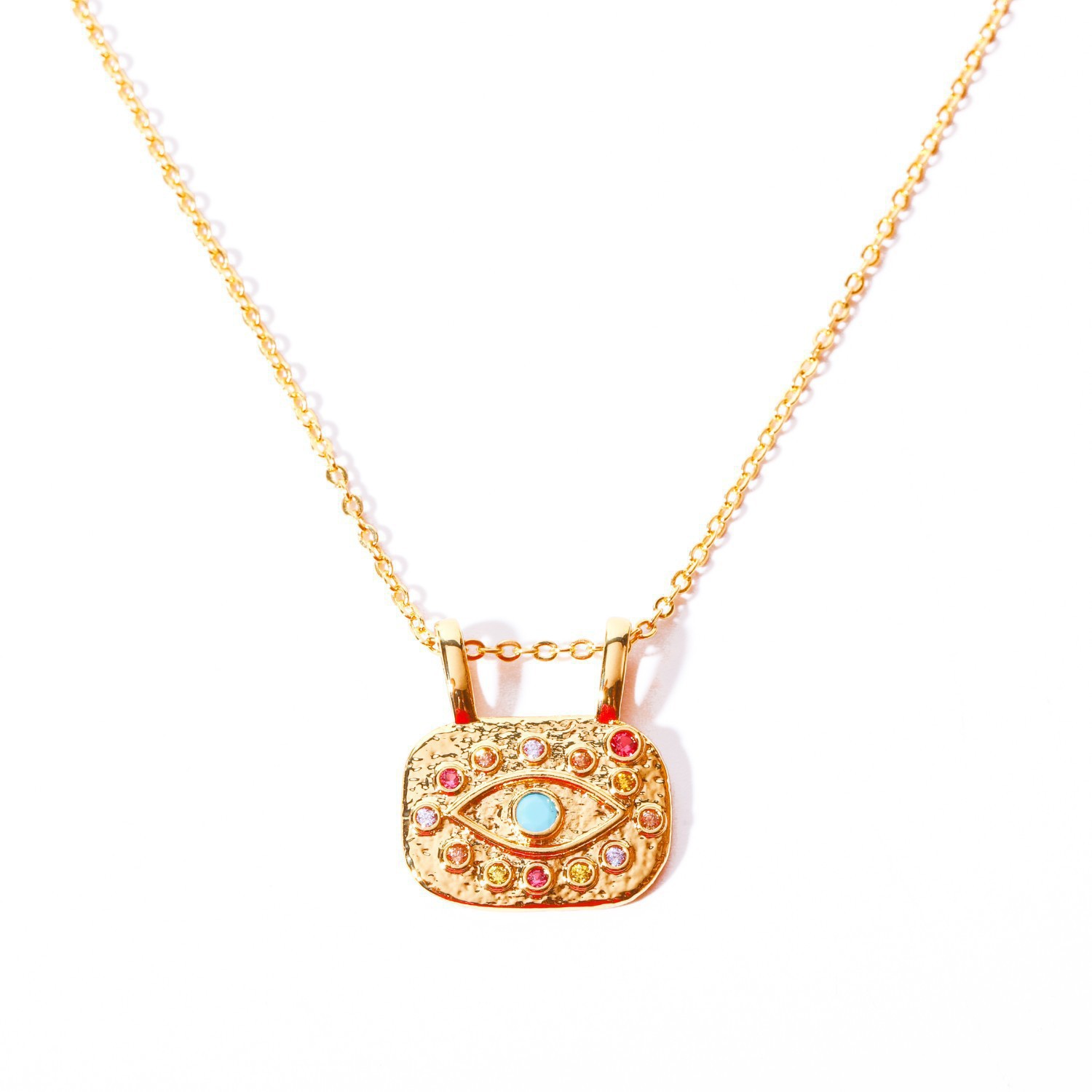 INS Zircon Eye Necklace Sliding Pendant Copper Plated Gold 18K Color Retention