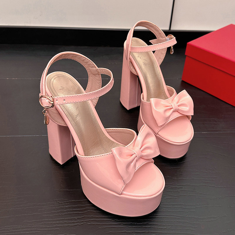 Womens Chunky-heel Ultra-high-heeled Peep-toe Sandals