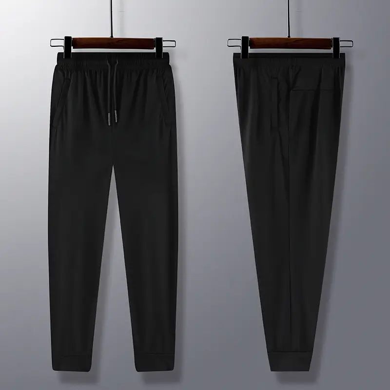 Ice Silk Leggings Men's Sports Pants Thin Trendy