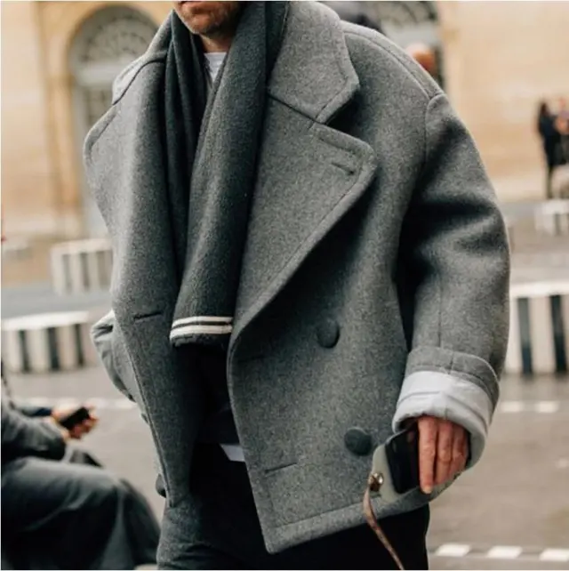 Autumn And Winter Street Fashion Short Large Lapel Woolen Coat Dark Gray - Shop at LoveMi