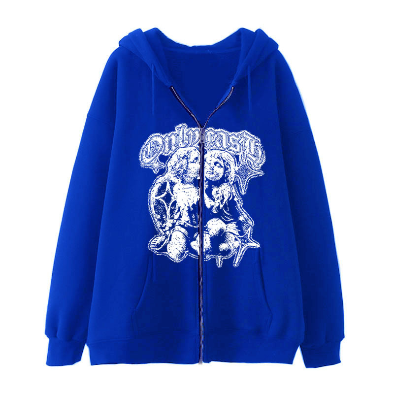 Women's Casual Hoodie Wings Angel Zipper Sweater