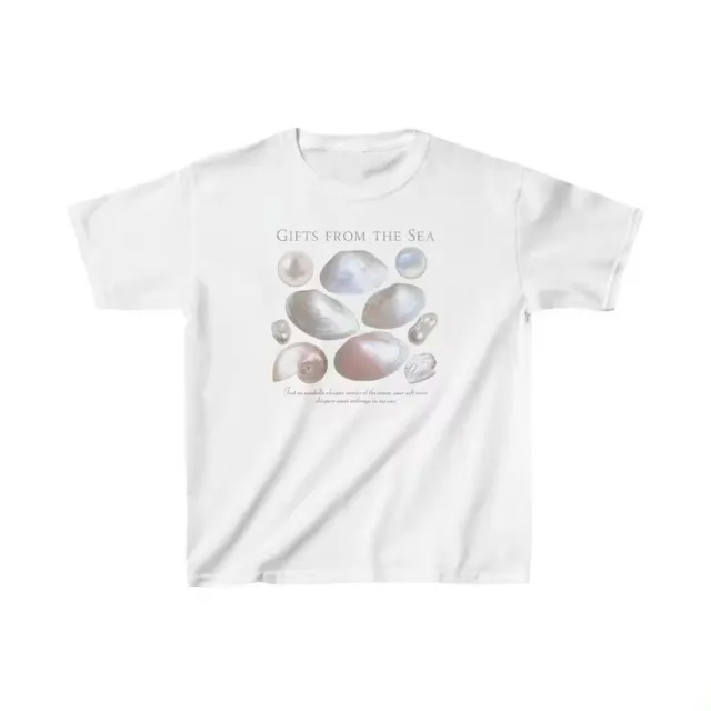 New Colorful Pearl Print Pattern Crew Neck T shirt Top White - Shop at LoveMi