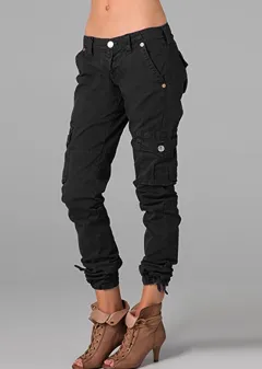 Multi-Pocket Workwear Tactical Pants European And American Sports And Leisure - Black - View 1