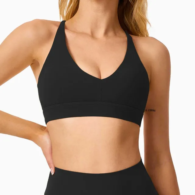 Brushed Back Yoga Clothes Running Shockproof Sports Bra Black - Shop at LoveMi