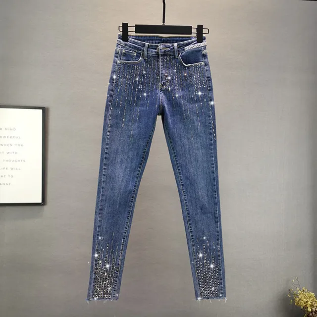 High Waist Slimming Skinny Pants Women's Jeans A6128 Blue - Shop at LoveMi