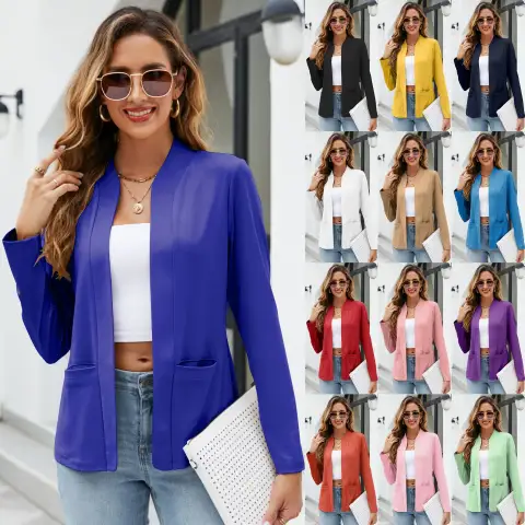 Fashion Women with Pockets Suit Jacket Tops
