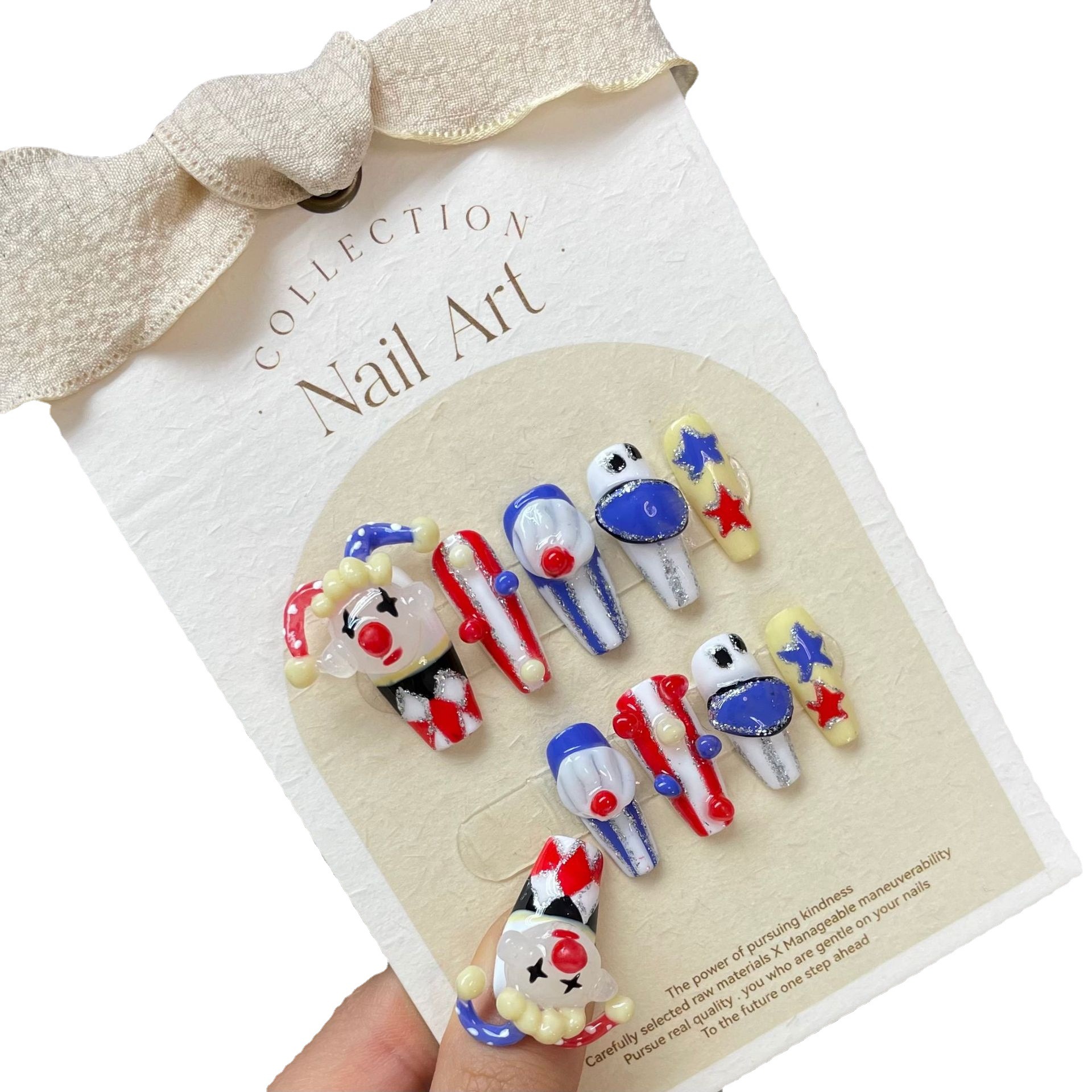 Handmade Kneading Halloween Clown Handmade Manicure Wear Nail Finished Patch Fake Nails Nail Stickers