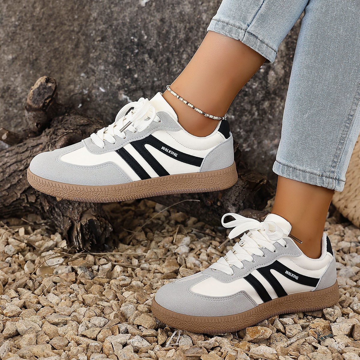 Large Size Color Blocked Round Toe Women's Shoes 7