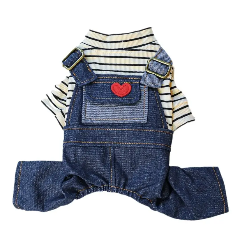 Pet Clothes Small And Medium-sized Dogs Retro Denim Suspender Pants
