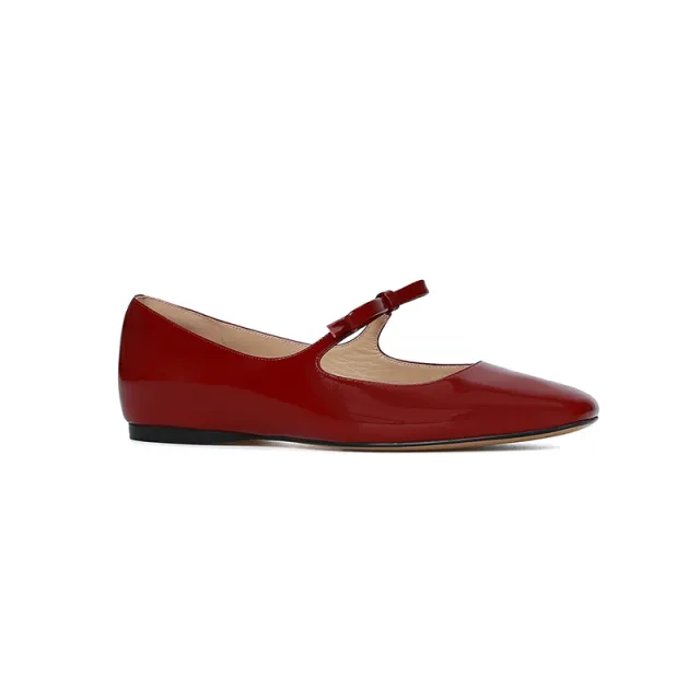 French Style Bow Low cut Ballet Pumps Female Flat Pumps Red - Shop at LoveMi