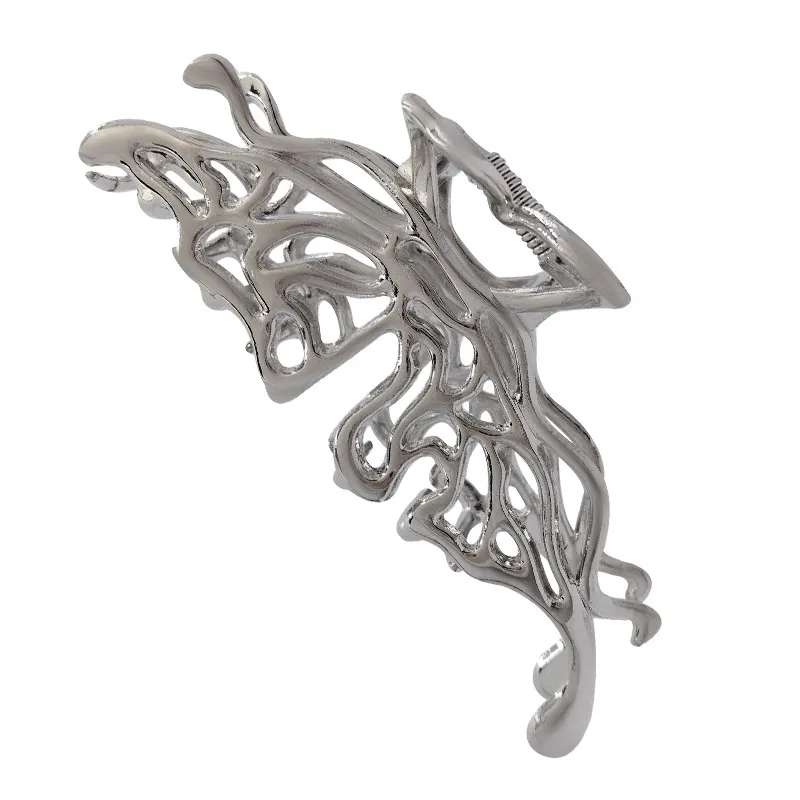 Butterfly Liquid Hair Jaw Clip - Fj455 Silver Butterfly