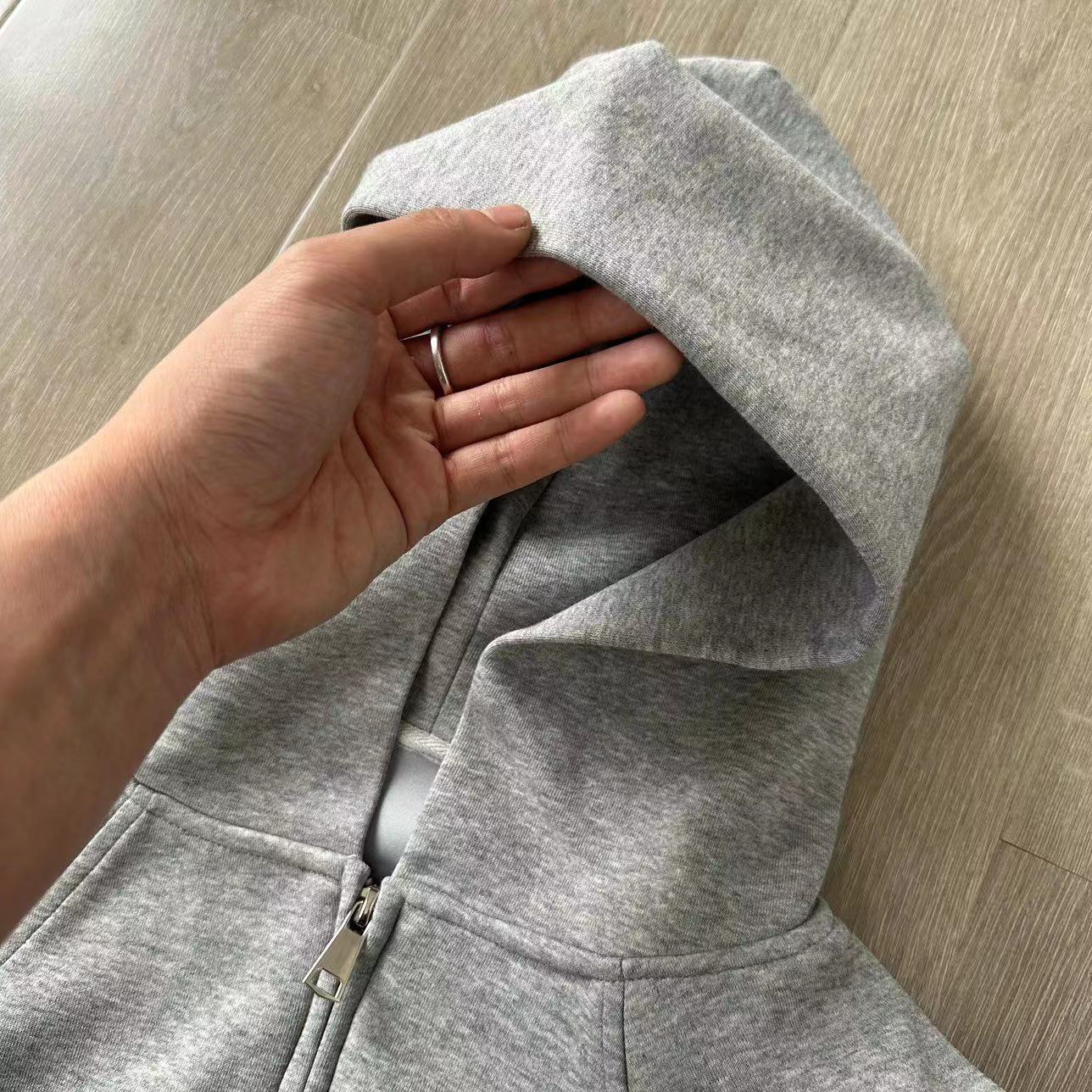 Title 2, Loose Basic Solid Color Hoodie Coat