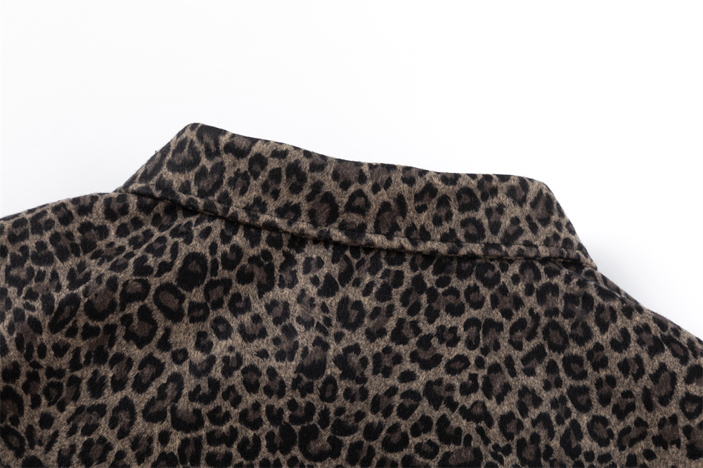European And American Style Fleece-lined Thickened Leopard Print Jacket Men