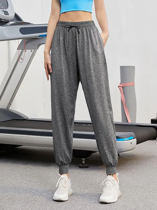 High waisted Versatile Loose Casual Pants With Cuffed Ankles For Slimming Fitness Sports Trousers Gray - Shop at LoveMi