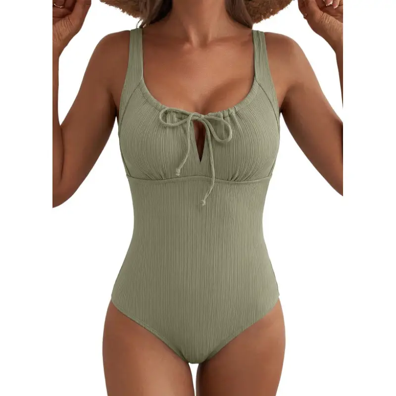 New Womens Textured One-piece Swimsuit With Tummy-control Design
