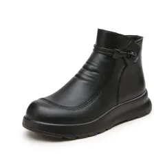 Fleece-lined Warm And Non-slip Winter Booties - Black - View 1