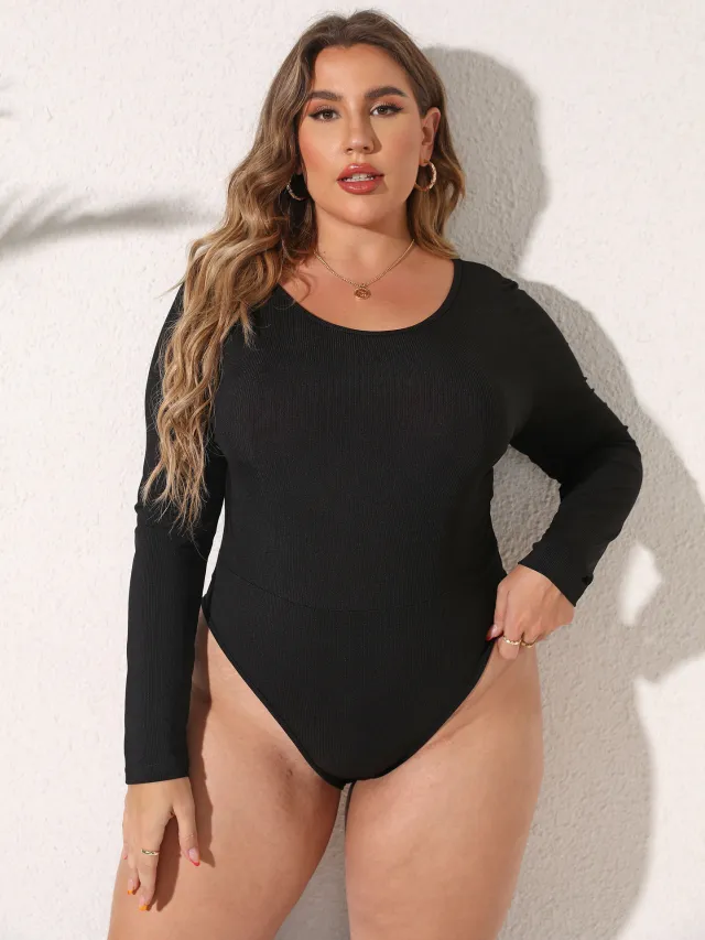 Minimalist Long Sleeve Bottoming Shirt Jumpsuit Black - Shop at LoveMi