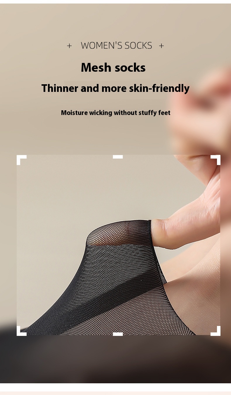 Breathable Women's Invisible Summer Socks. Product information: Pattern: solid color. Color: black, white, pink, light skin, blue, orange, light gray, light green, purple. Specifications: Bare socks, white paper card packaging. Main fabric composition: Co