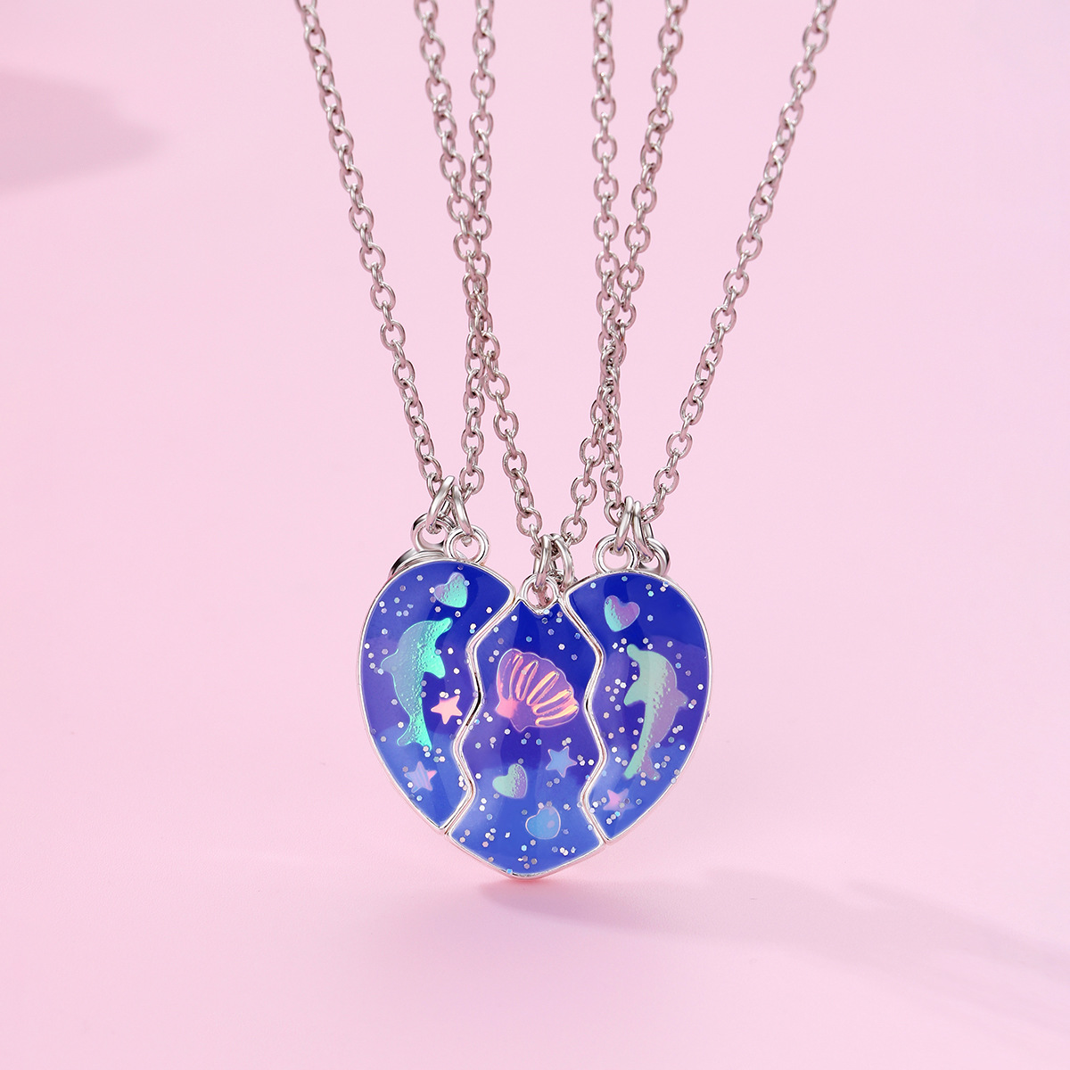 Children's Necklace Dolphin Shell Oil Dripping Three-piece Set Creative