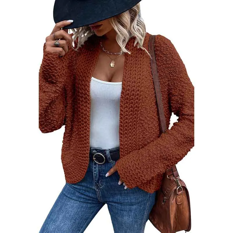 Simple Solid Colour Outerwear Knitwear For Women - Lc271978 P2017-Xxl