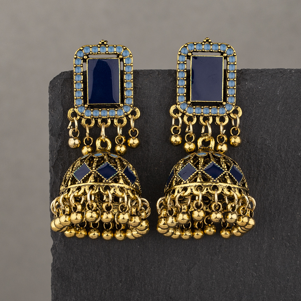 Retro Indian Earrings Three-color Bell Alloy