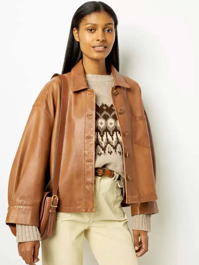 Elegant Brown Profile PU Leather Coat For Women Brown - Shop at LoveMi