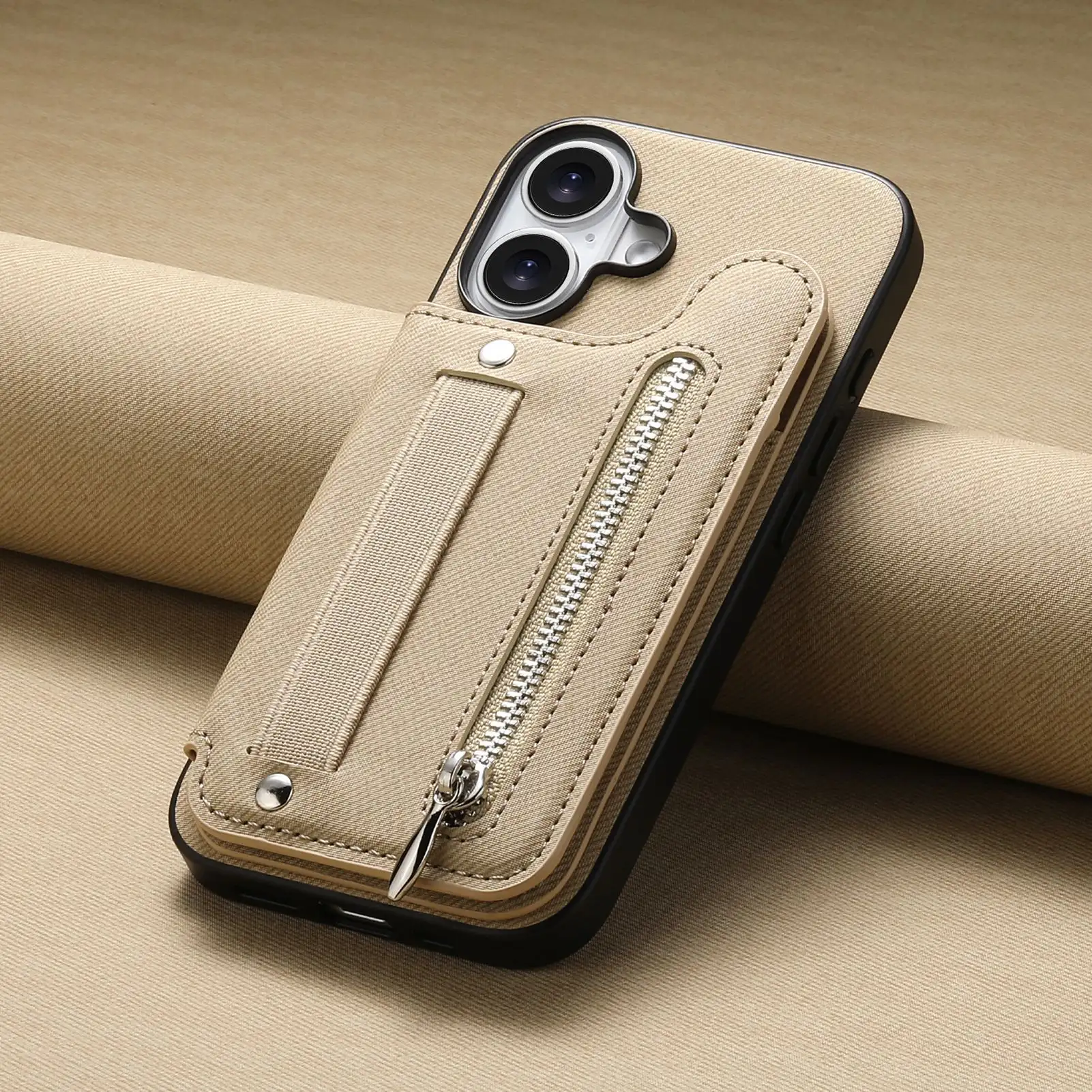 Leather Phone Case With Stand And Zipper Wallet Protective Cover