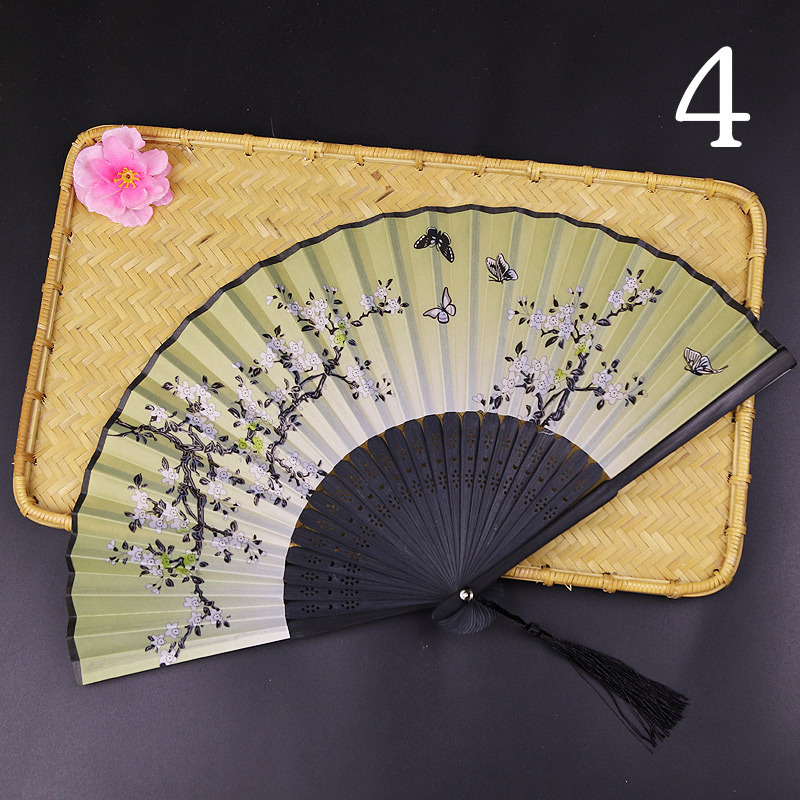 Archaic Folding Fan Summer Portable Chinese Style Dance Female Fan Bamboo Raw Silk Fan Japanese Style Fan
