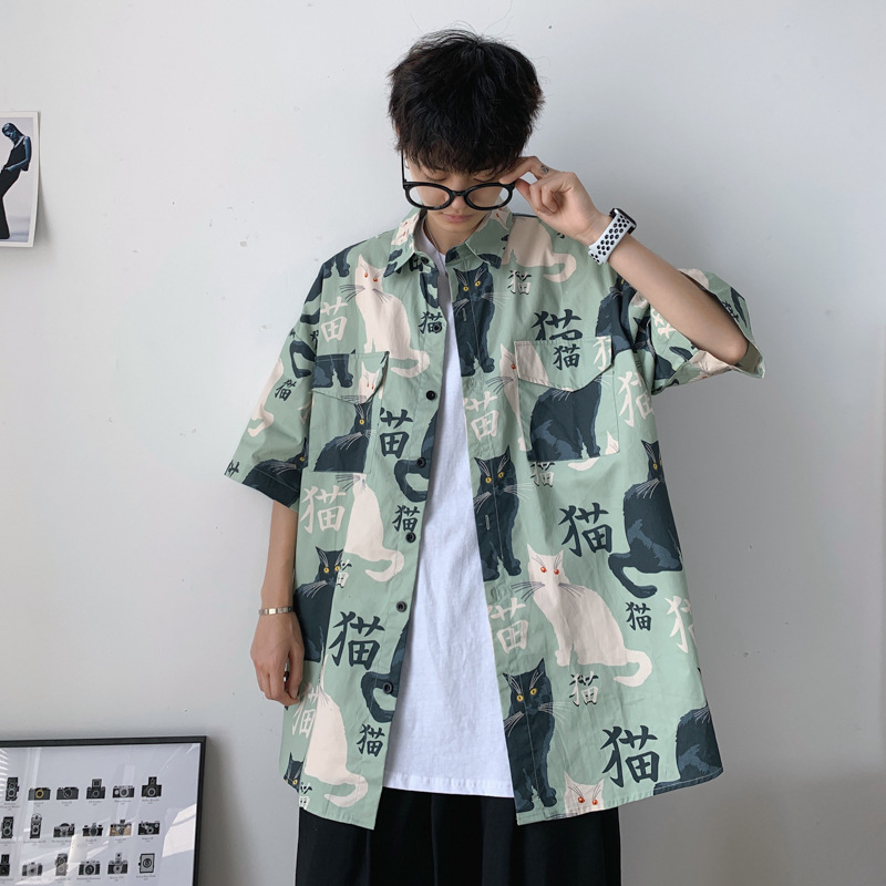 Korean Style Trendy Handsome Student Couple Wear Ins Super Popular Loose Shirt