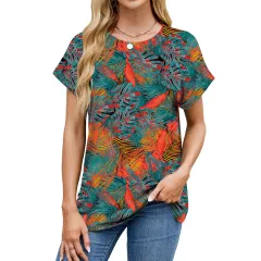 Personality Loose-fitting T-shirt Top Women - Leaves-Xxl - View 1