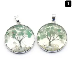 33mm Lucky Tree Gravel Pendant Natural Crystal Stone DIY Hanging Ornament - Green Aventurine - View 1