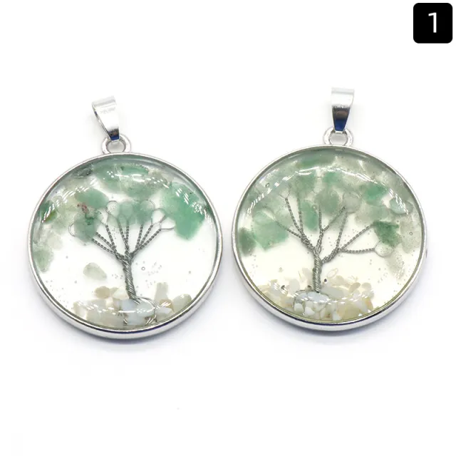 33mm Lucky Tree Gravel Pendant Natural Crystal Stone DIY Hanging Ornament Green Aventurine - Shop at LoveMi