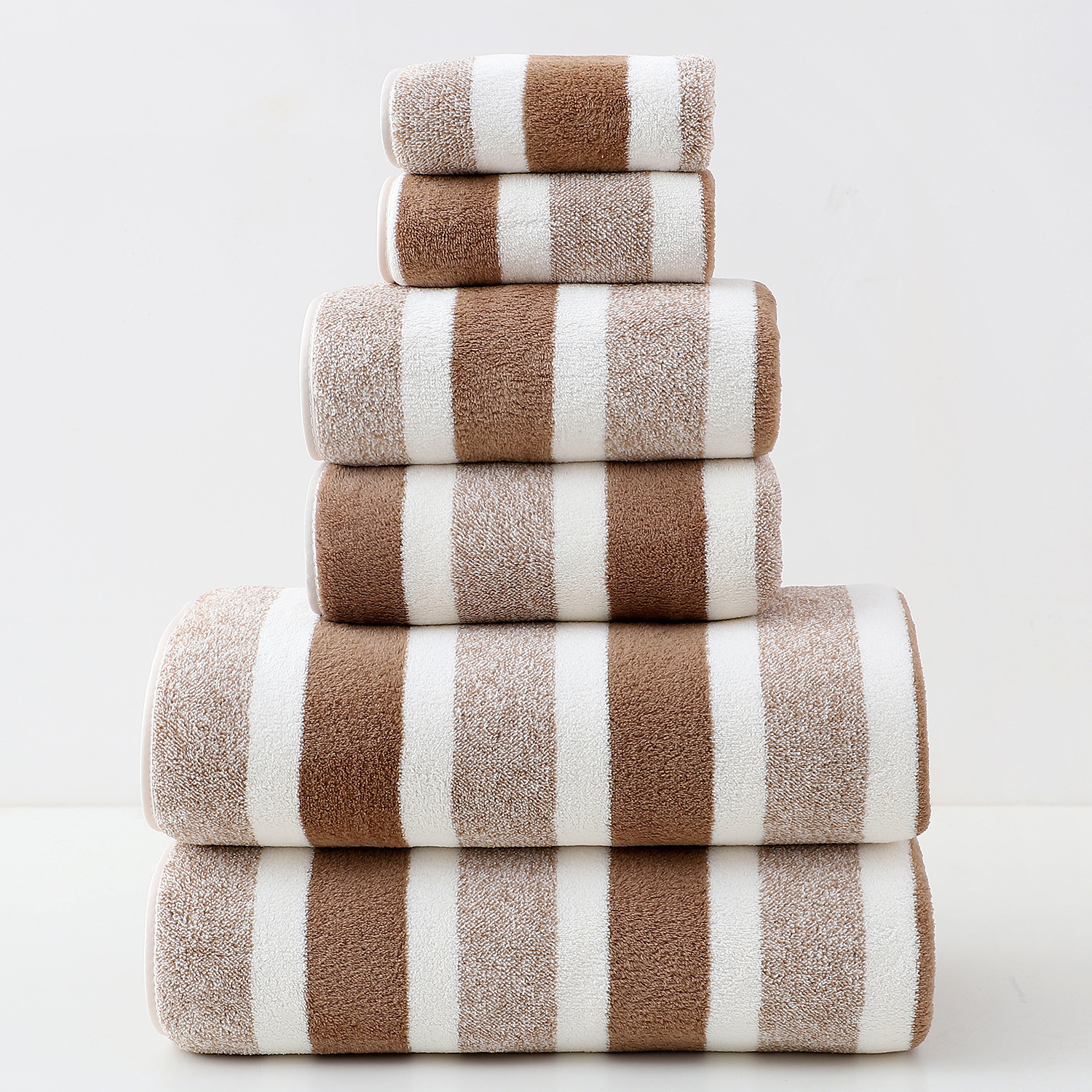 Wide And Narrow Striped Towel Set Coral Fleece Bath Towel