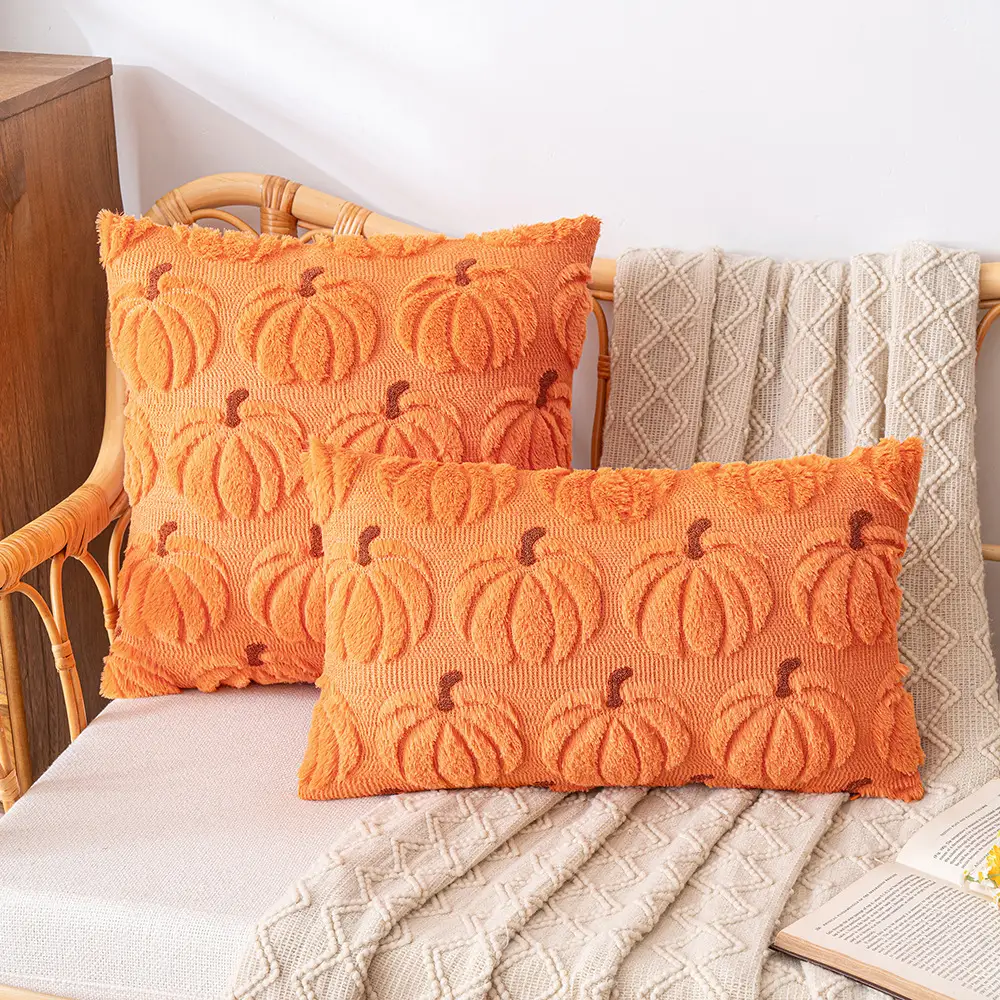 Household Solid Color Simple Embroidered Wool Pillow And Cushion Cover