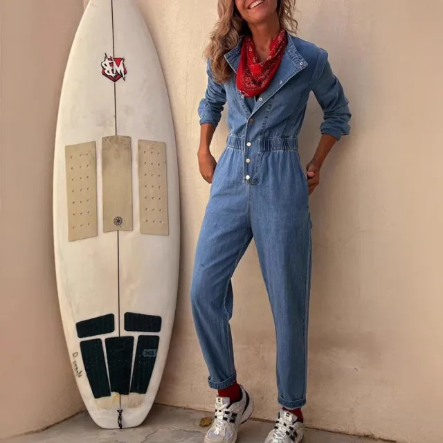 Personality Street Pocket Washed Women's Jumpsuit Blue - Shop at LoveMi