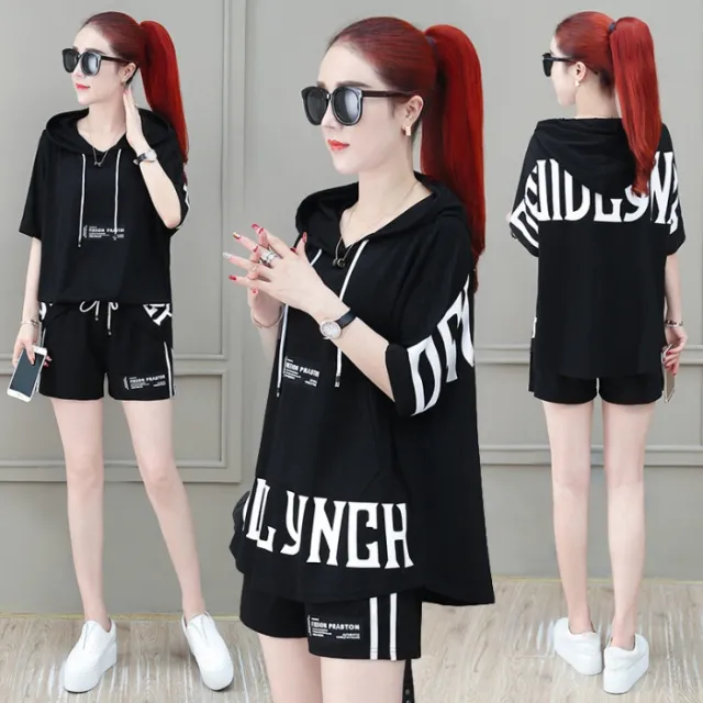 Summer Fashion Stylish Hoodie And Shorts Two piece Set Black - Shop at LoveMi