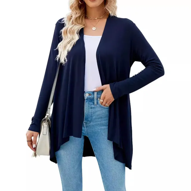 Solid Color Cardigan Top Women Navy Blue - Shop at LoveMi