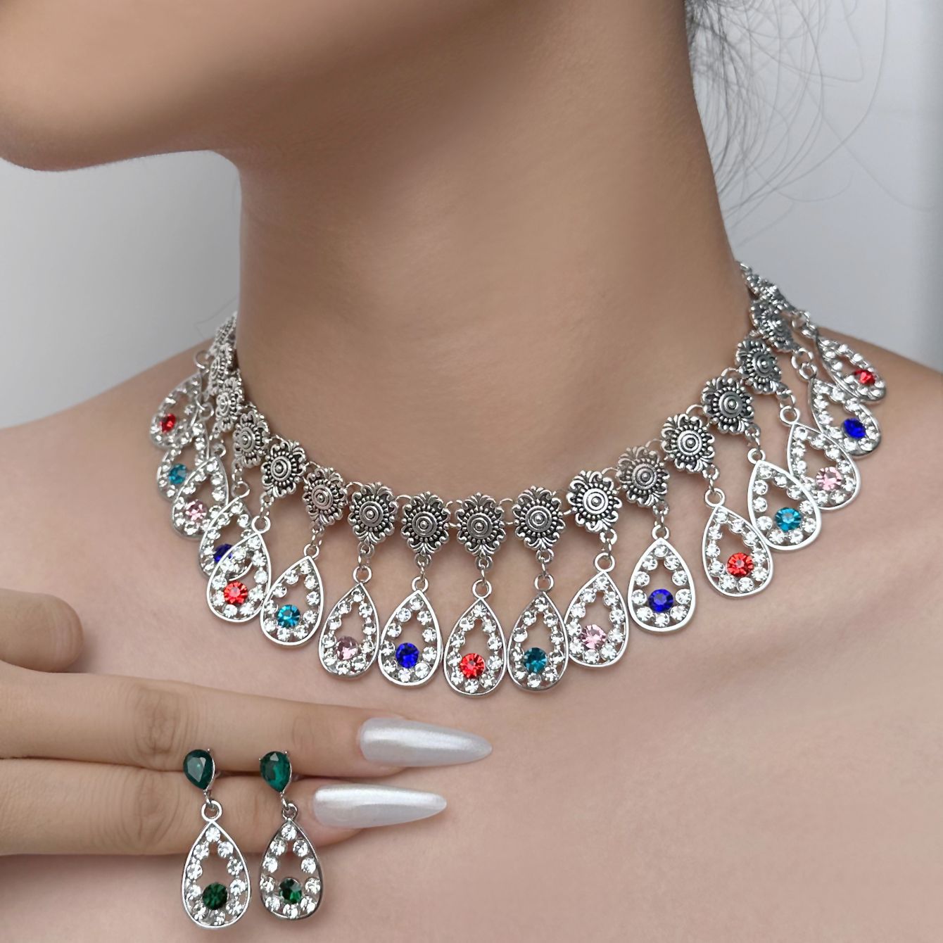 Earrings And Necklace Set Fashion Two-piece Suit