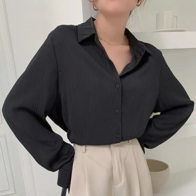 Vertical Striped Shirt Women's Design Sense Niche Bandage Dress New Black - Shop at LoveMi