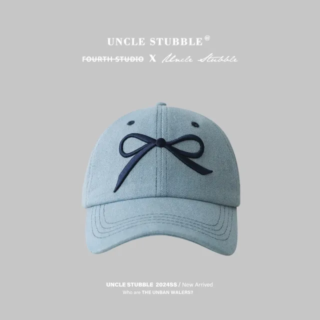 Bowknot Peaked Cap Female Sun Protection White Line Bow Sky Blue - Shop at LoveMi