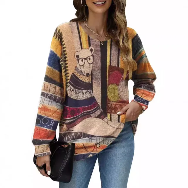 Women's Pullover Leisure Loose Long Sleeve Bear Sweater Color 2Xl - Shop at LoveMi