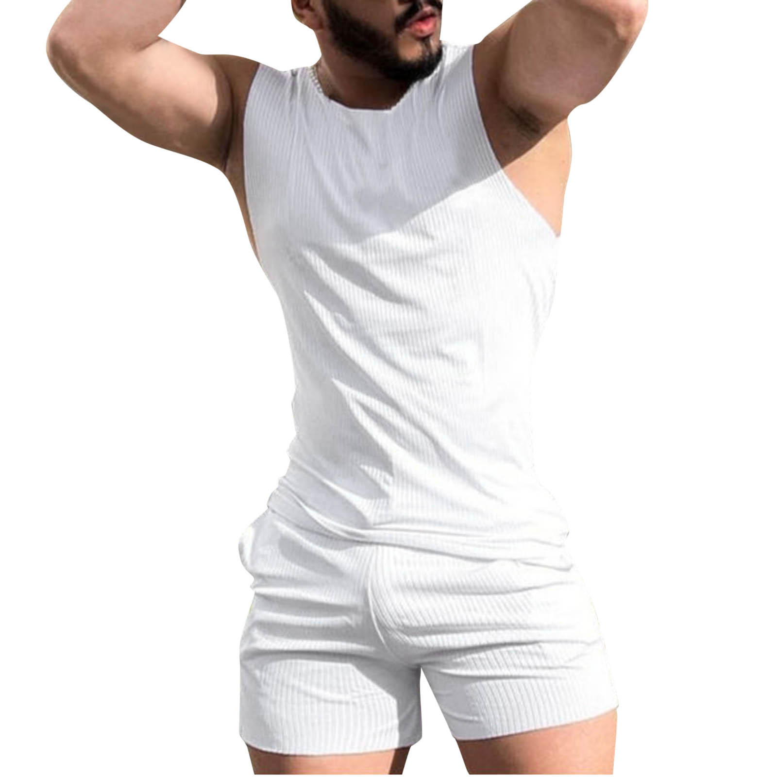 Summer Sleeveless Shorts Sports Black Cotton Vest Non-hooded Clothing