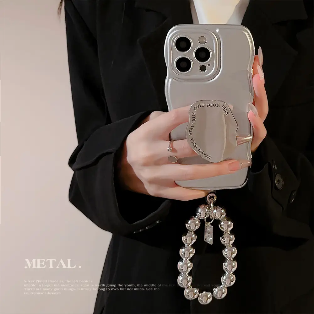 Niche Metal Silver Bracelet Electroplating Bracket Phone Case