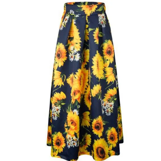 Skirt Retro Dots Large Swing Mid Skirt High Waist A Line Skirt Floral1 - Shop at LoveMi