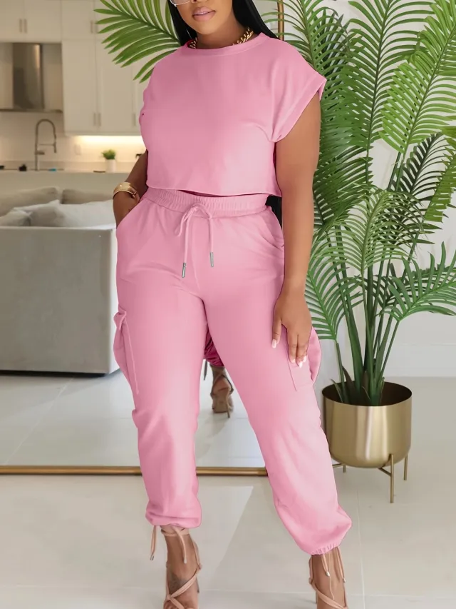 European And American Leisure Suit Top And Trousers Pink - Shop at LoveMi