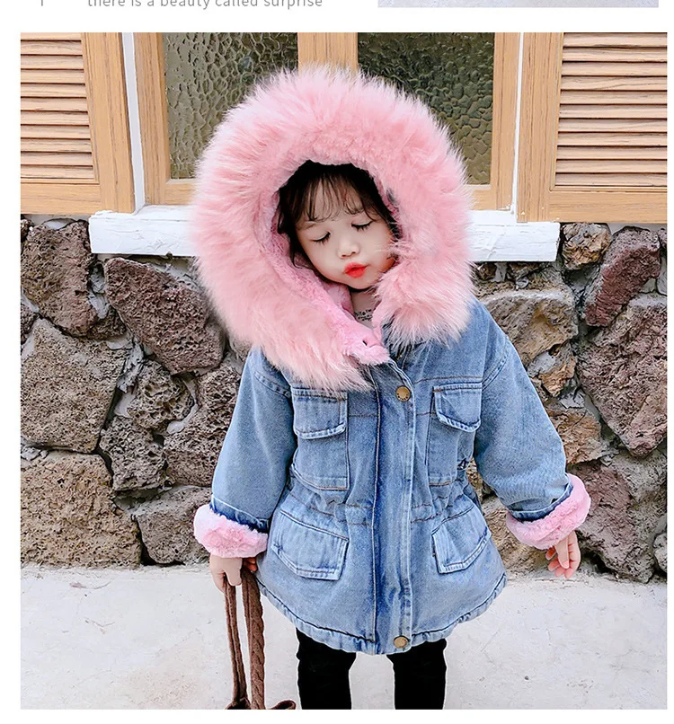 Title 13, Girls denim plus velvet jacket autumn and wint...